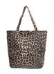 Denim shopper met luipaardprint, Bruin, Packshot image number 0
