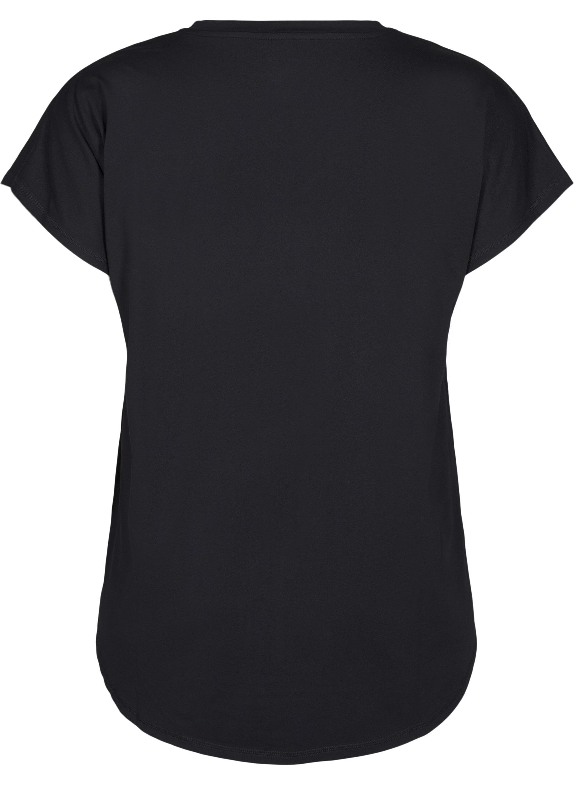 Zizzi T-shirt d&rsquo;entra&icirc;nement col en V, Black, Packshot image number 1