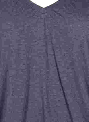 Gemêleerde blouse met v-hals, Navy Blazer Mélange, Packshot image number 2