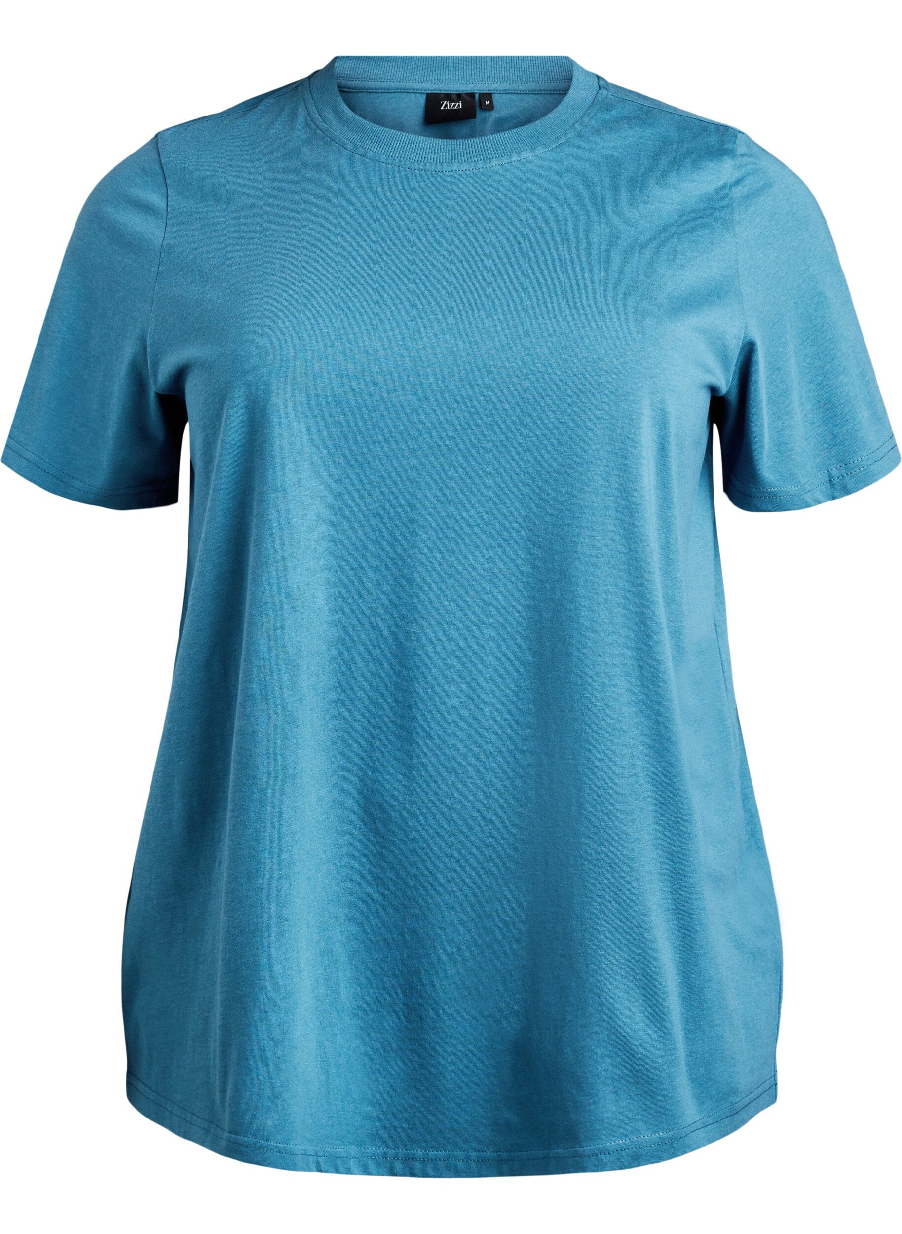 ZizziT-shirt basique en coton &agrave; col rond, Gris bleut&eacute;, Packshot image number 0