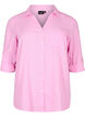 Overhemdblouse met knoopsluiting in katoen-linnen mix, Begonia Pink, Packshot image number 0