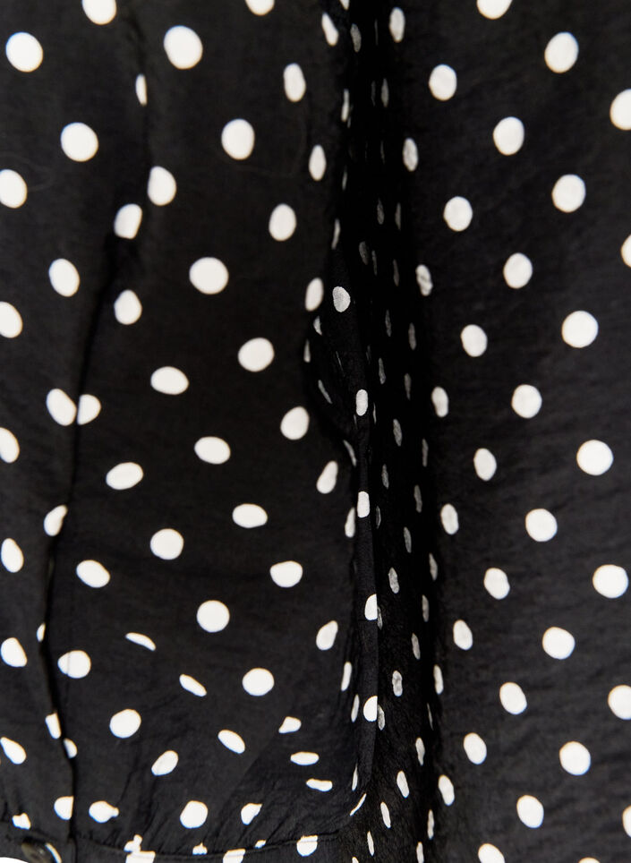 Chemisier &agrave; pois et manches 3/4, Noir, Packshot image number 3