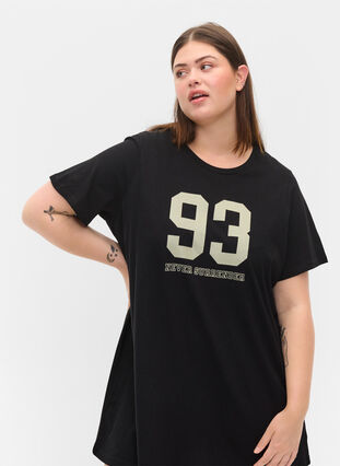 T-shirt de pyjama oversize en coton biologique, Black w. 93, Model image number 2