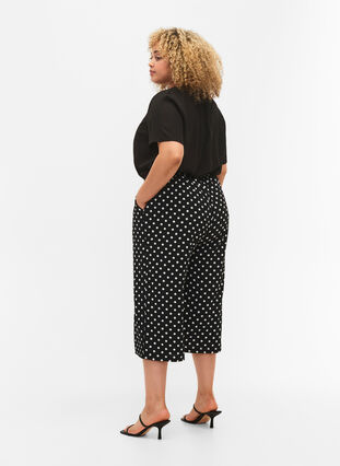 Pantalon ample avec imprimé, Black w. Dots, Model image number 1
