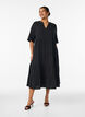 Robe midi coupe &eacute;vas&eacute;e en mousseline de coton, Noir, Model image number 1