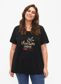 T-shirt de Noël à paillettes, Black W. Loading, Model