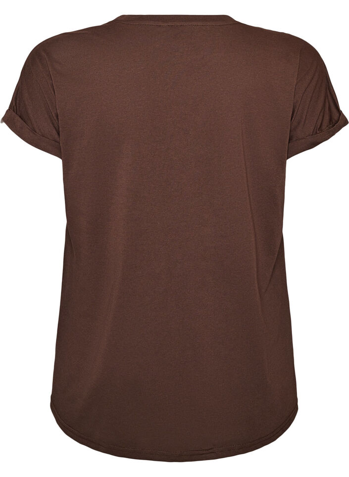 T-shirt &agrave; manches courtes en coton m&eacute;lang&eacute;, Marron, Packshot image number 1