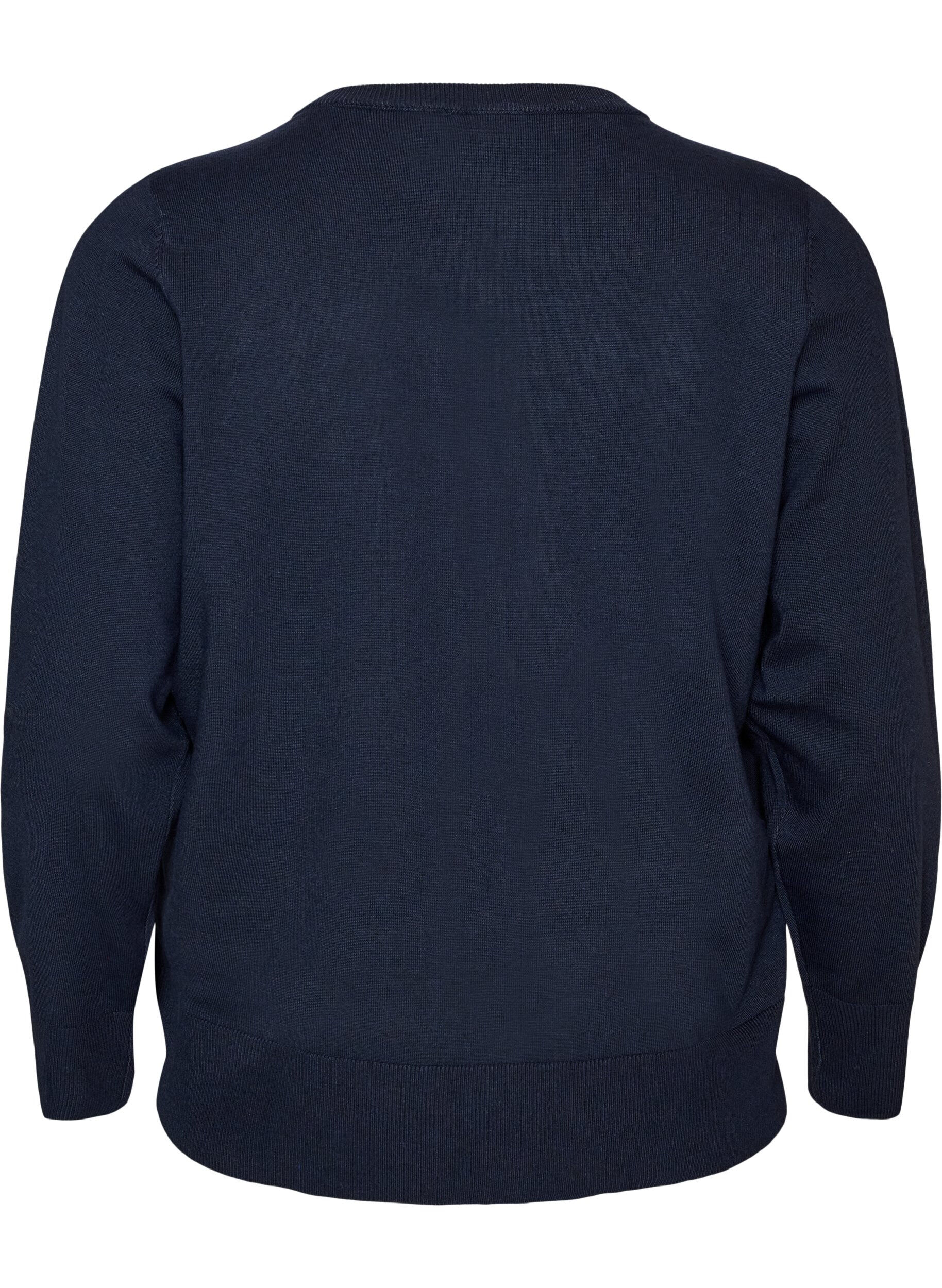 ZizziCardigan en maille fine avec col rond, Bleu, Packshot image number 1