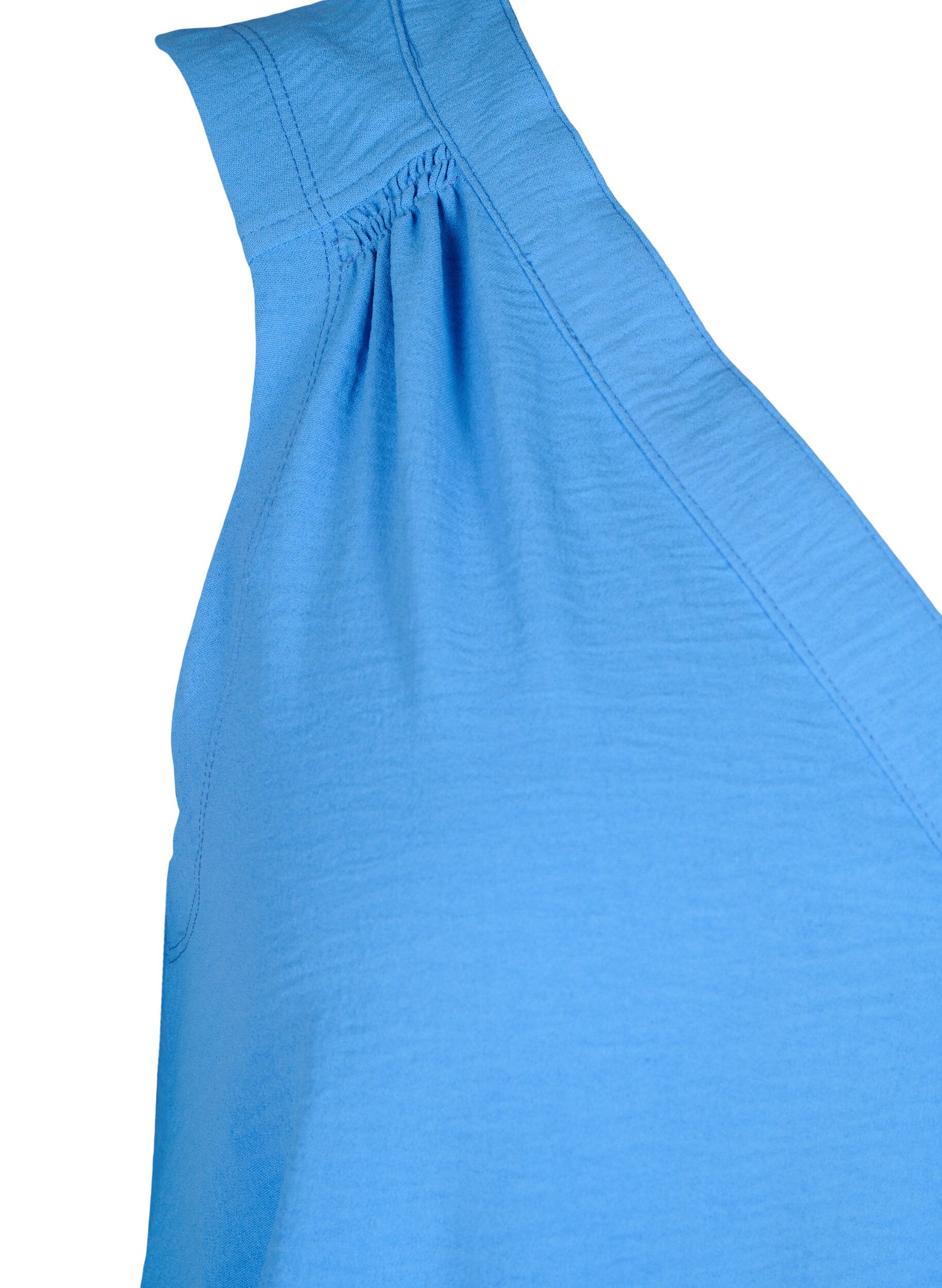 ZizziMouwloze top met kreukeffecten, Blauw, Packshot image number 3