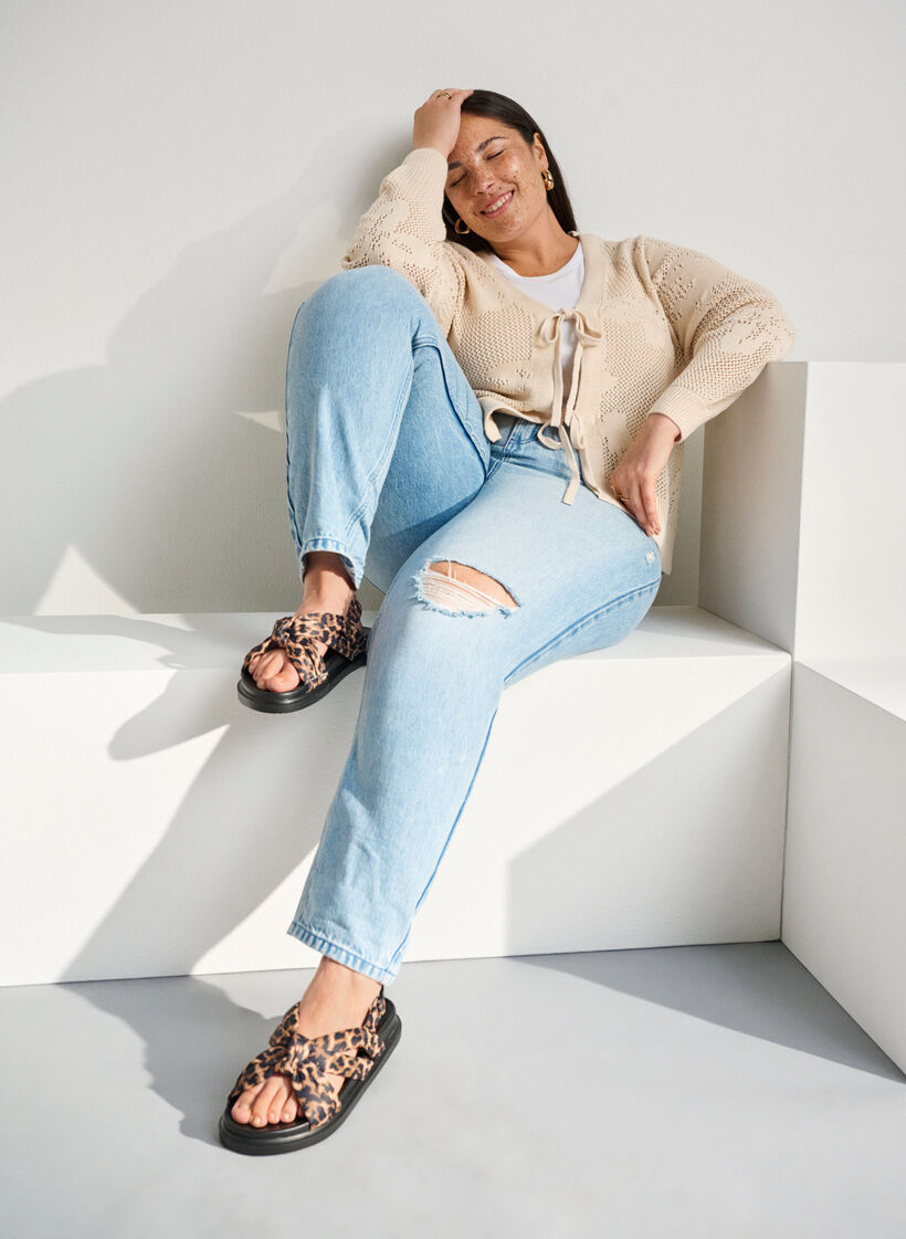 Large - Sandale avec d&eacute;tail n&oelig;ud, Marron, Image image number 0