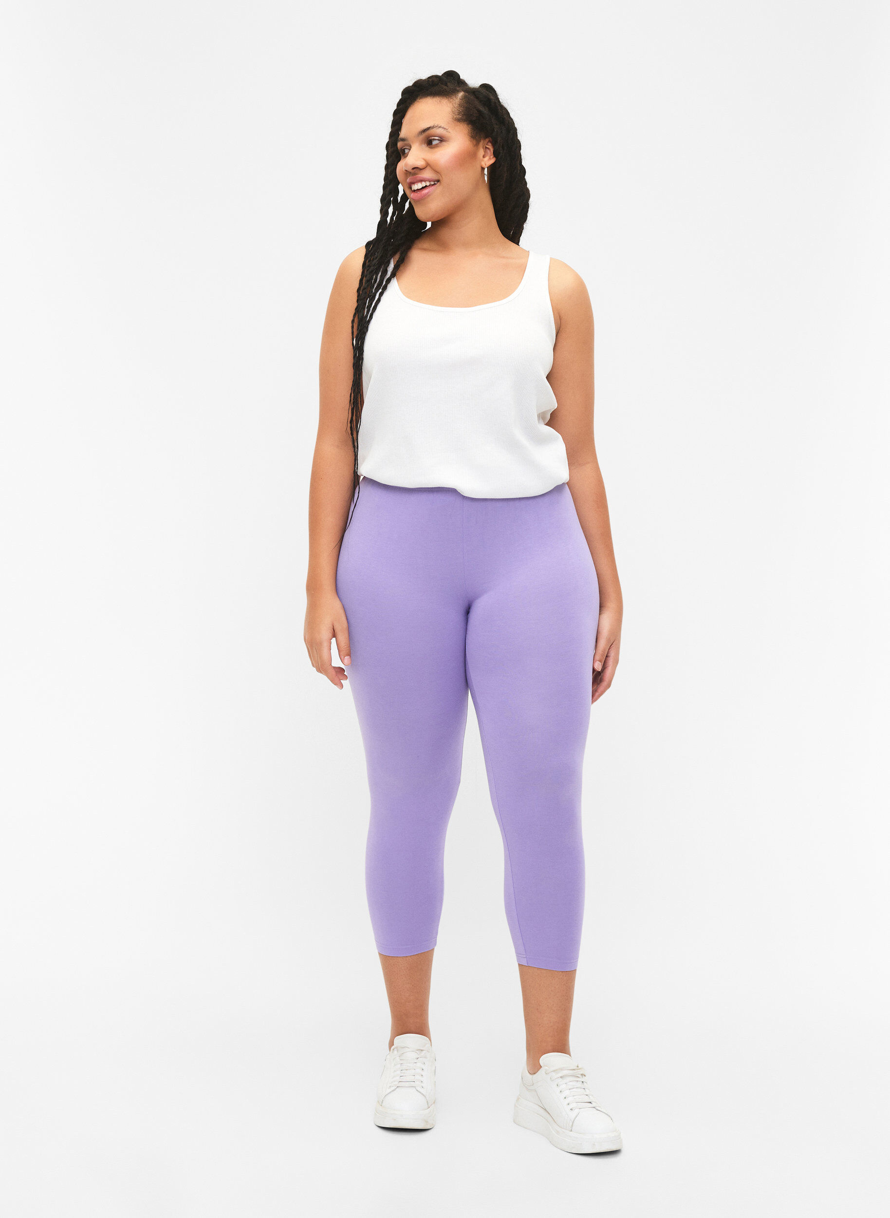 Zizzi Leggings basiques longueur 3/4 en viscose, Violet, Model image number 1