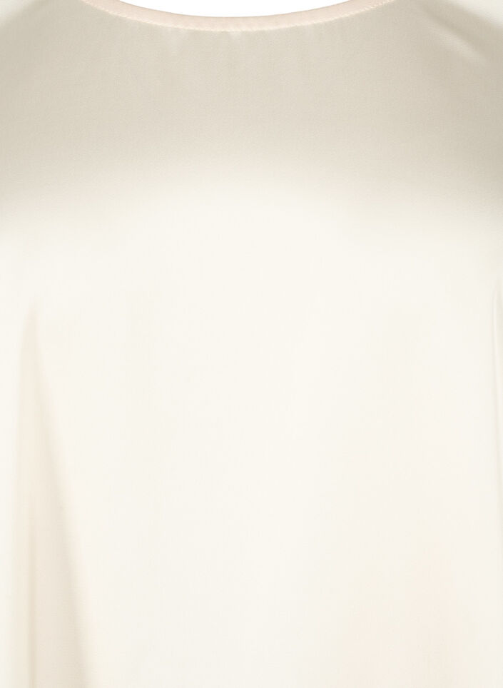 Satijnen blouse met halflange mouwen, Champagne, Packshot image number 2