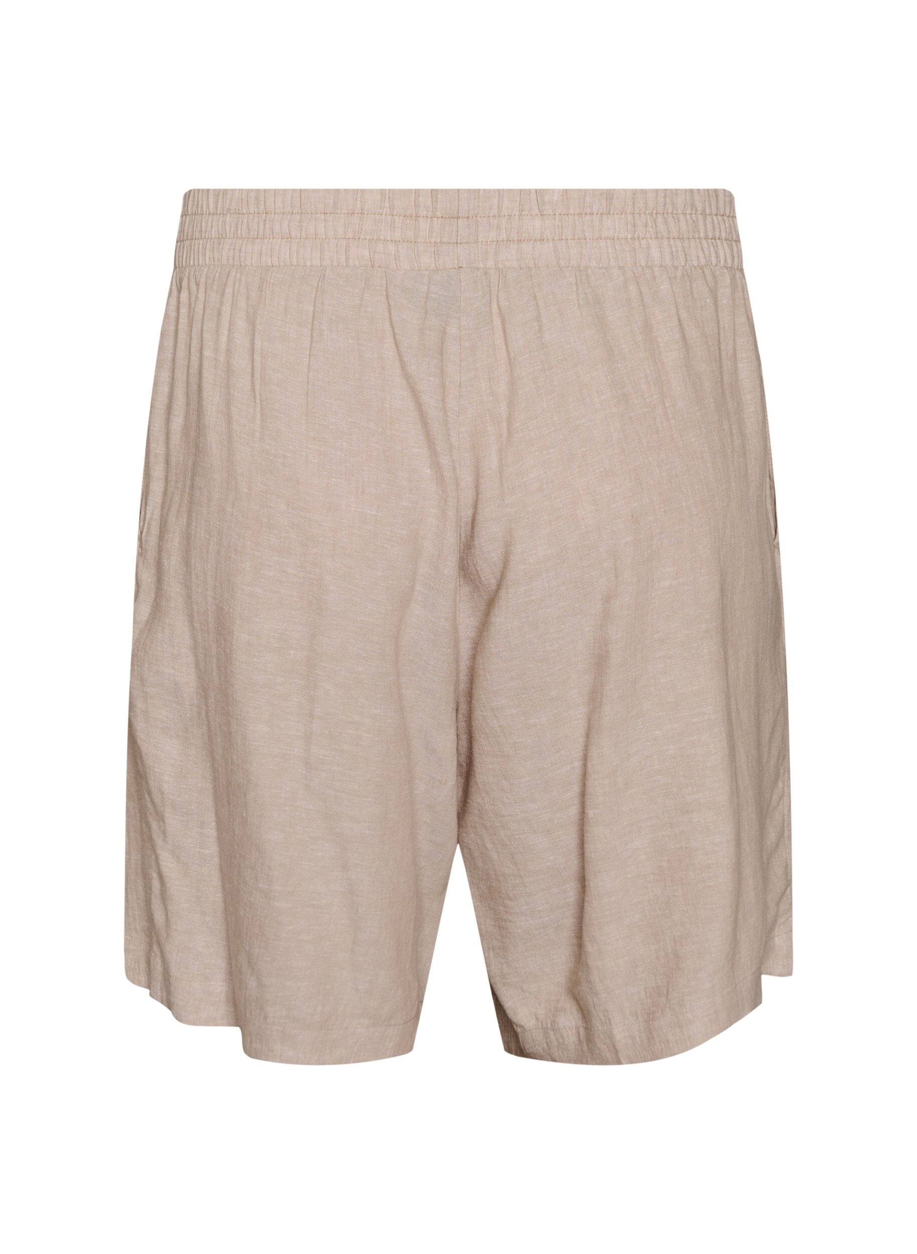 ZizziShorts met hoge taille in linnen en viscose, Beige, Packshot image number 1