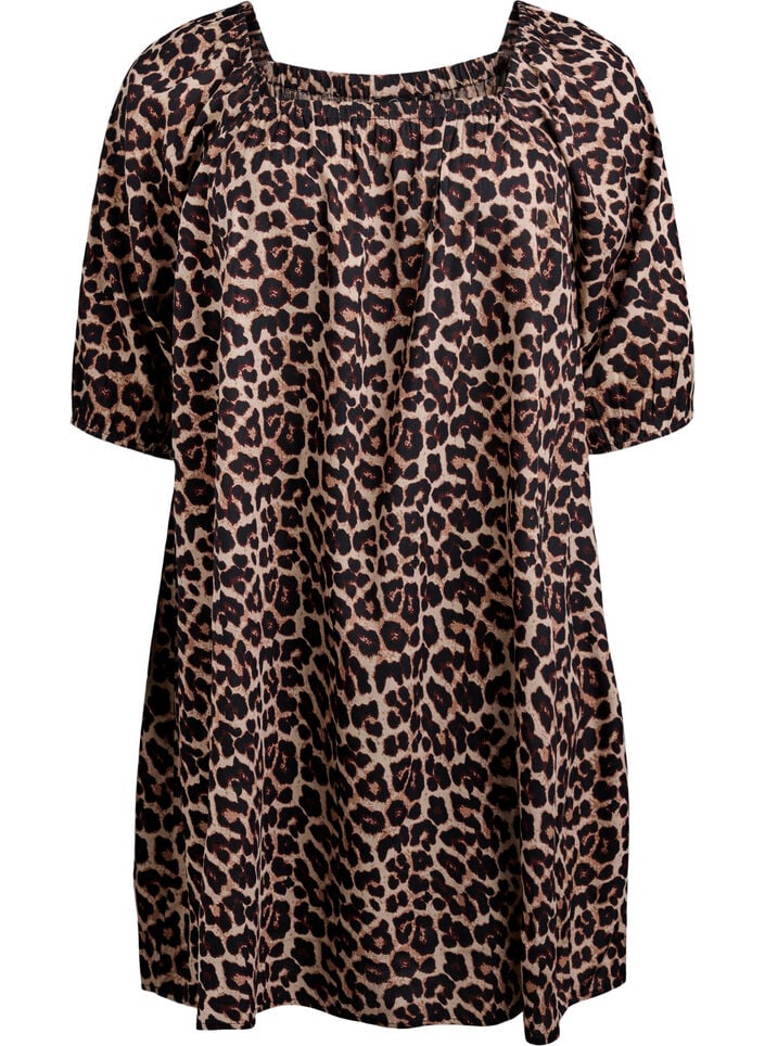 Strandjurk in viscose met print, Beige, Packshot image number 0