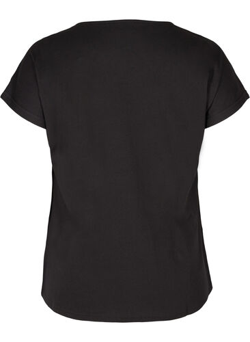 T-shirt en coton à manches courtes avec broderie, Black, Packshot image number 1