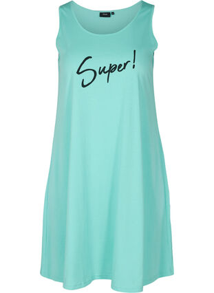 Katoenen jurk zonder mouwen met a-lijn, Aqua Sky SUPER , Packshot image number 0