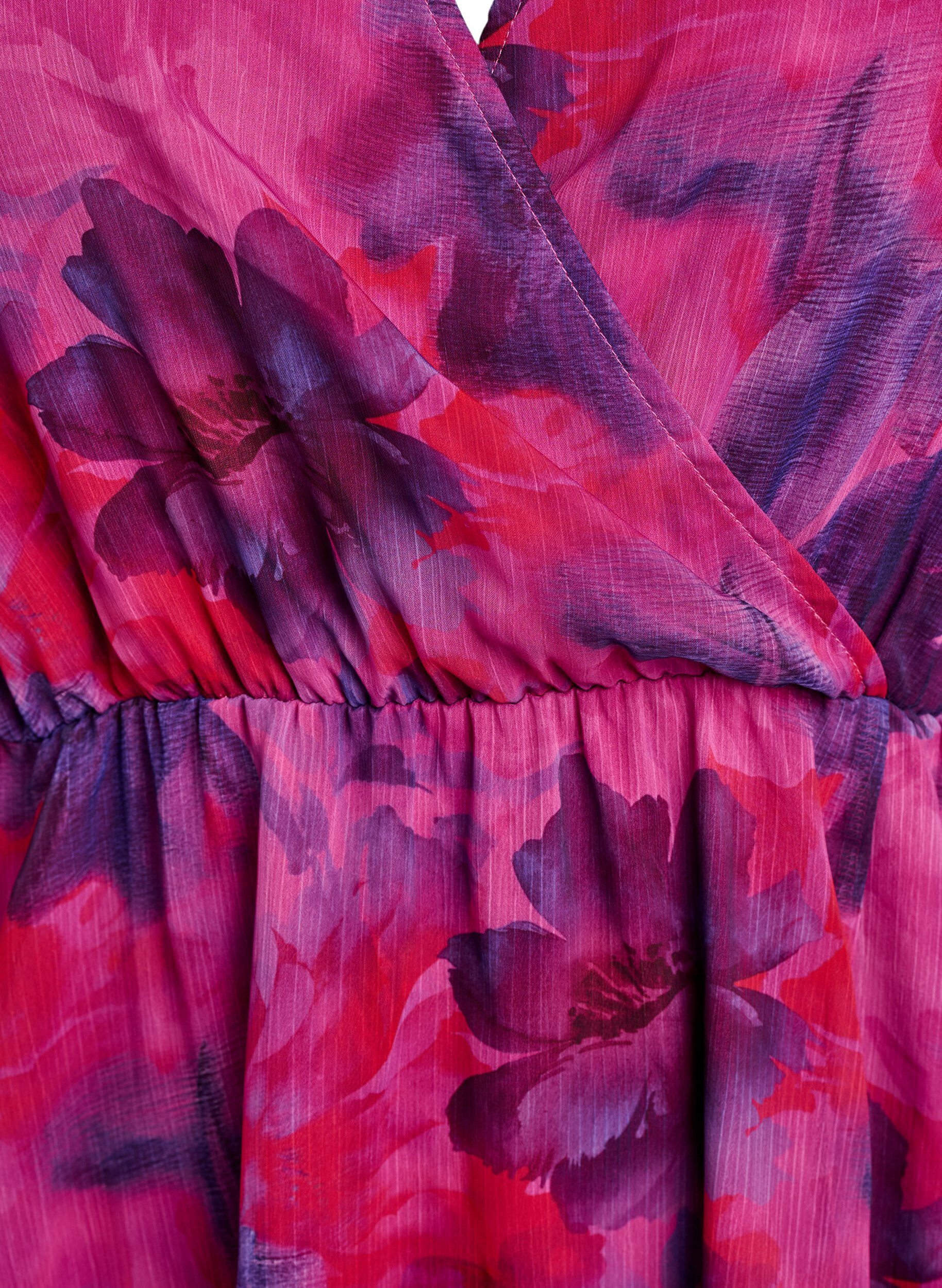 ZizziLange chiffon jurk met bloemenprint en korte mouwen, Rood, Packshot image number 2