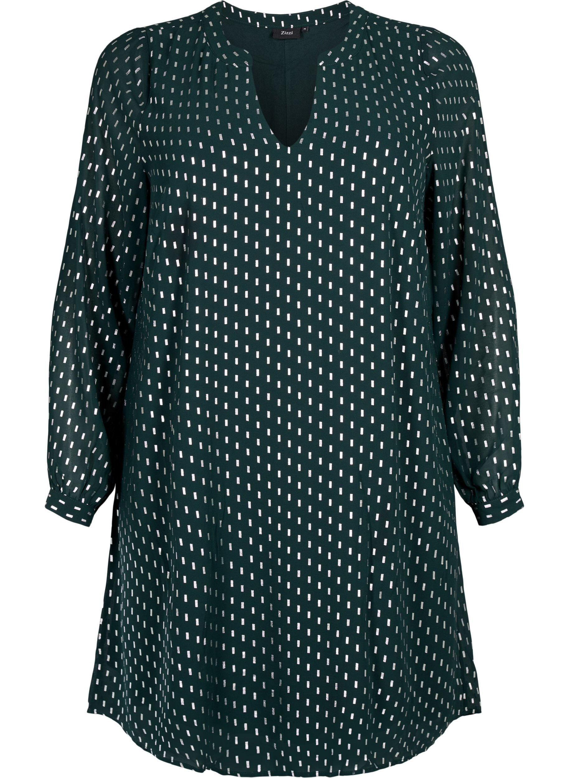 Zizzi Robe &agrave; manches longues avec imprim&eacute; brillant, Scarab w. Silver, Packshot image number 0