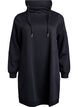 Kort sweatshirt jurk met hoge kraag en zakken, Zwart, Packshot image number 0