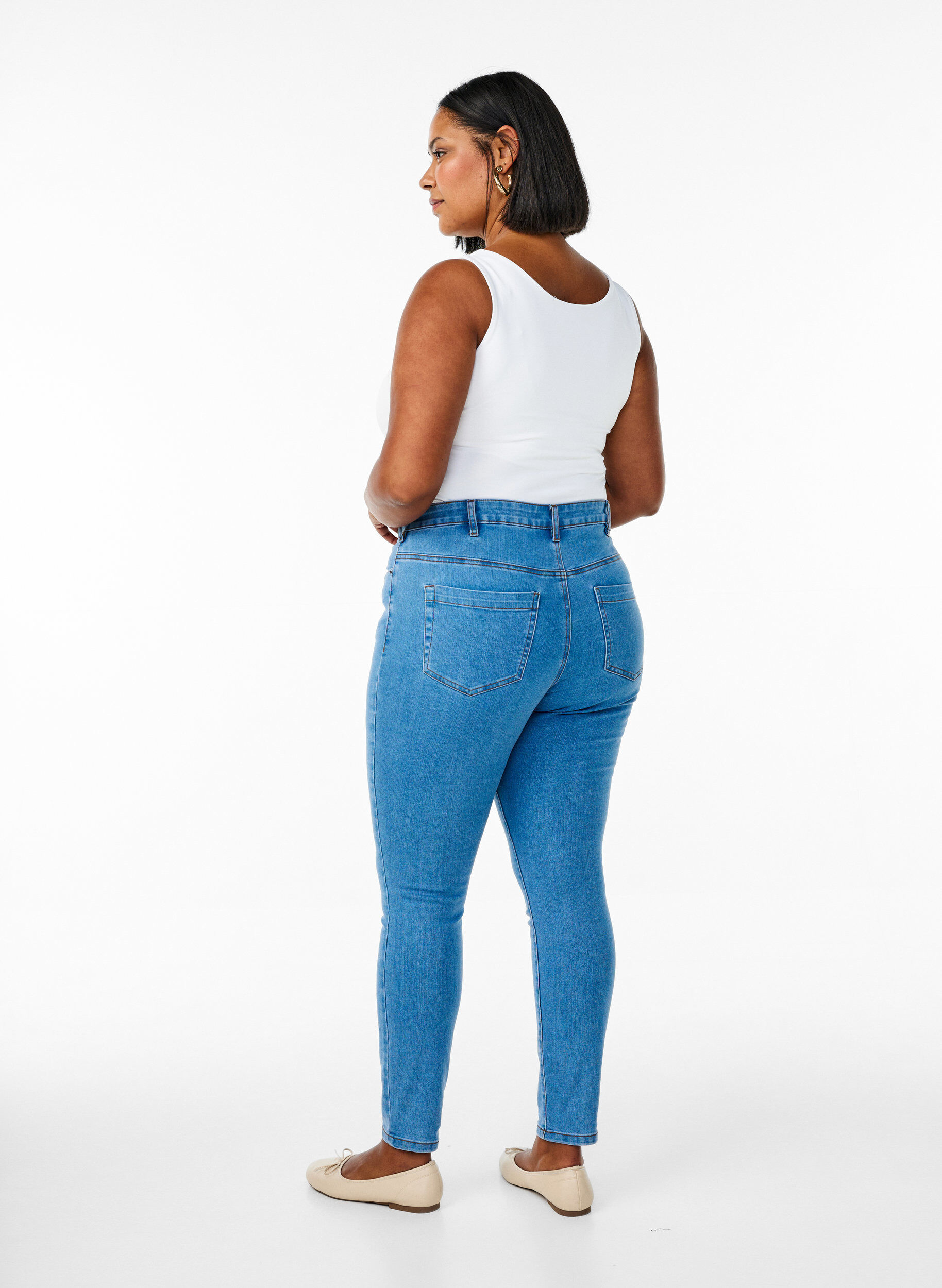 Jean Amy taille haute et coupe super slim, Bleu Clair, Model