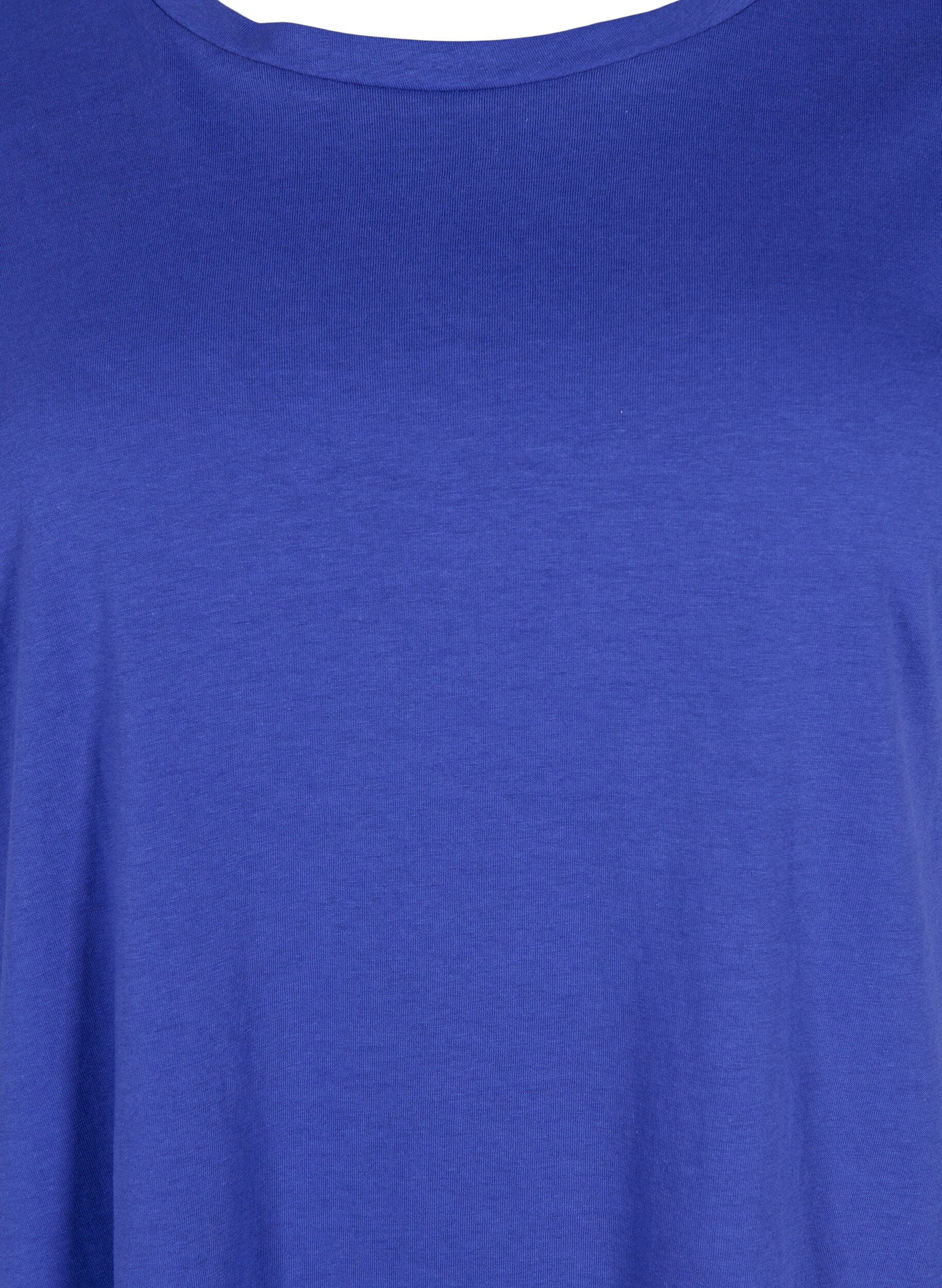 ZizziT-shirt met korte mouwen van katoenmix, Blauw, Packshot image number 2