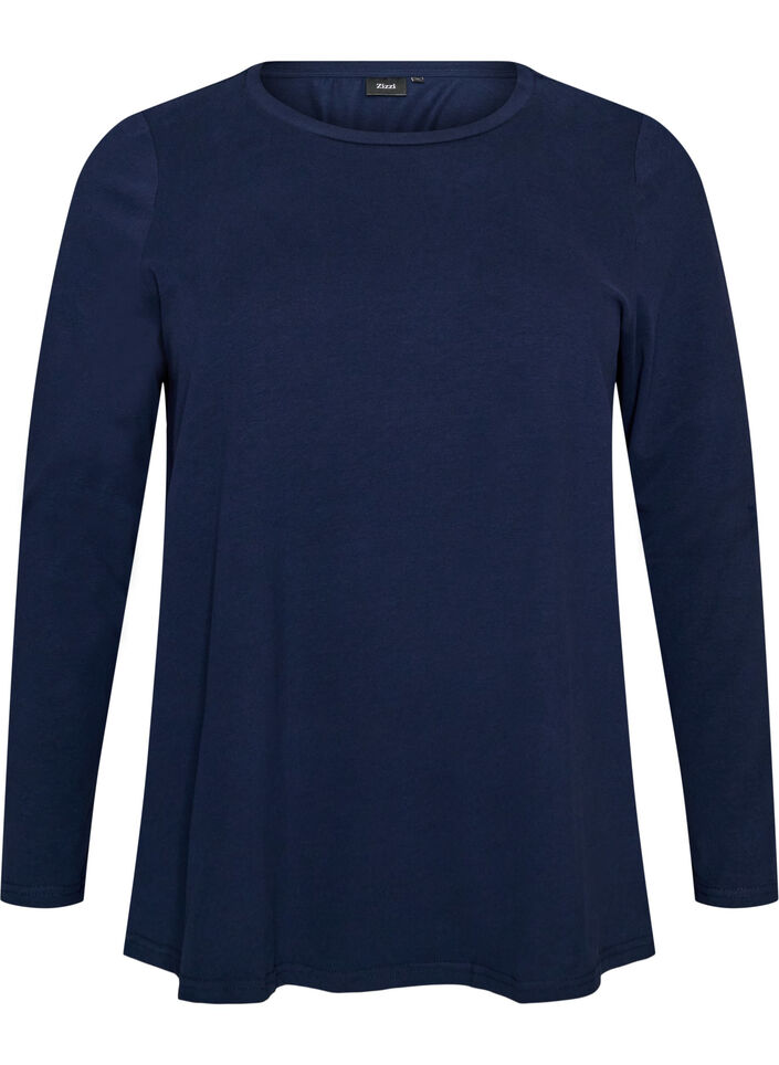 Blouse basique en jersey &agrave; manches longues, Bleu, Packshot image number 0