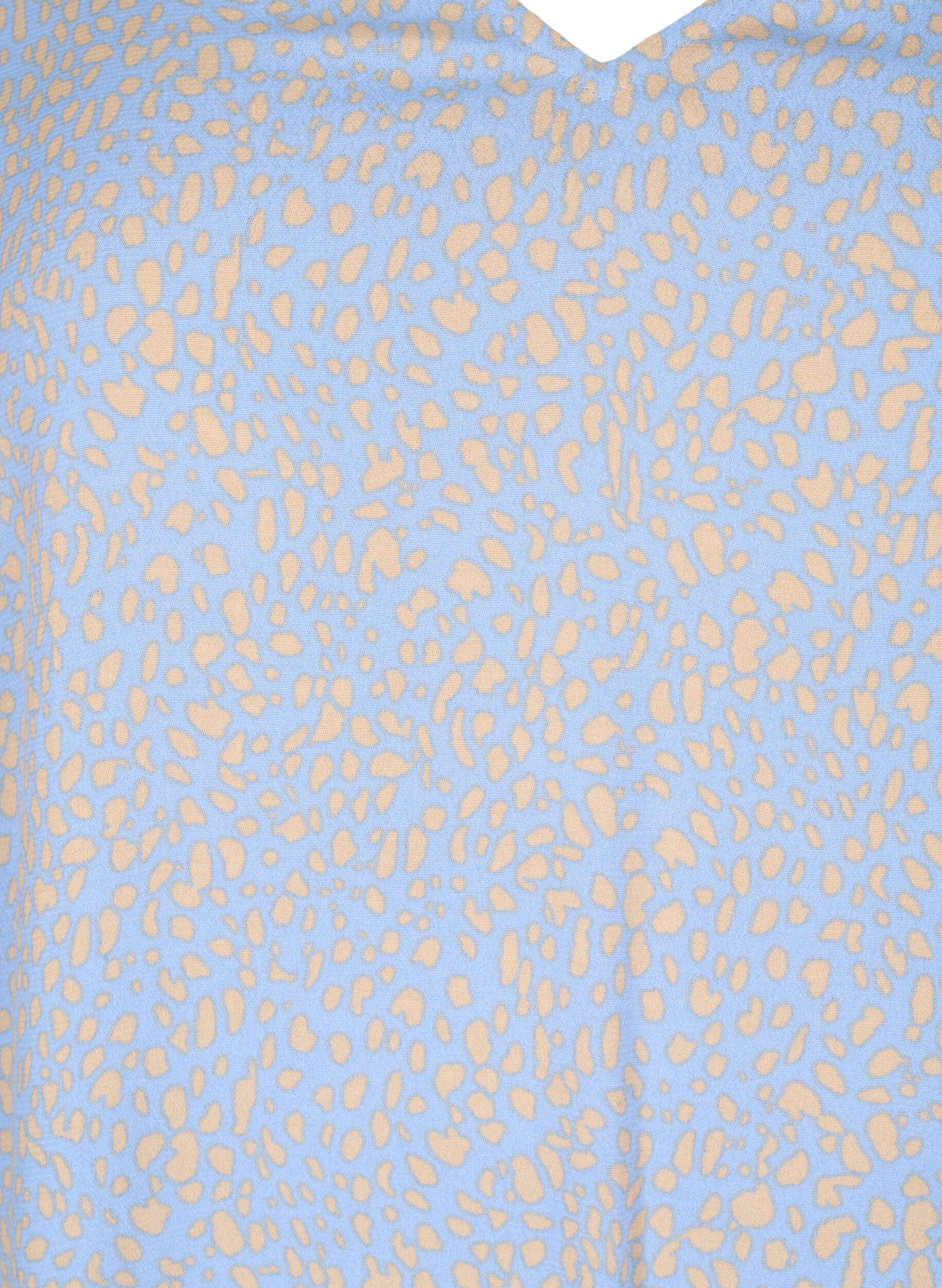 Zizzi Chemisier en viscose avec col en V et imprim&eacute;, Bleu Clair, Packshot image number 2