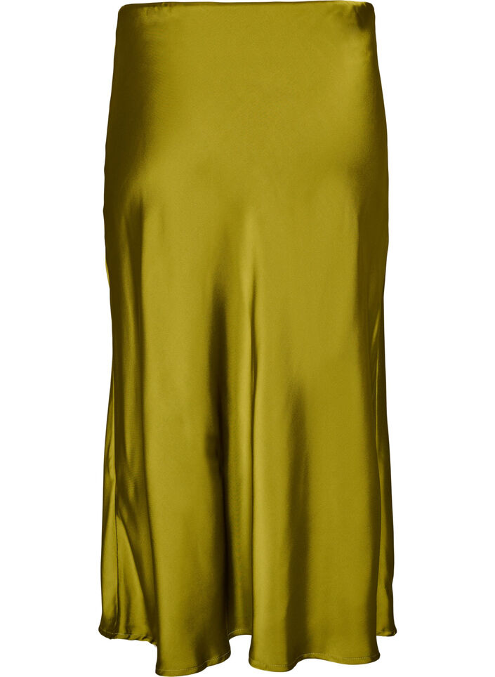 Satijnen midi rok, Groen, Packshot image number 1