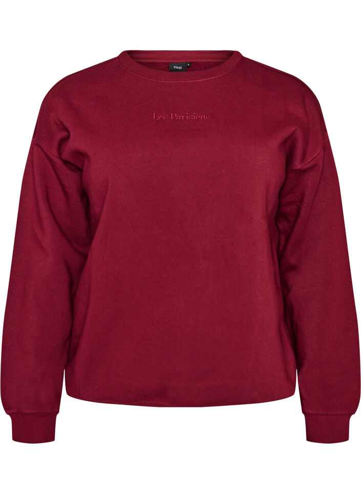 Sweat-shirt avec imprim&eacute; texte, Bordeaux, Packshot image number 0