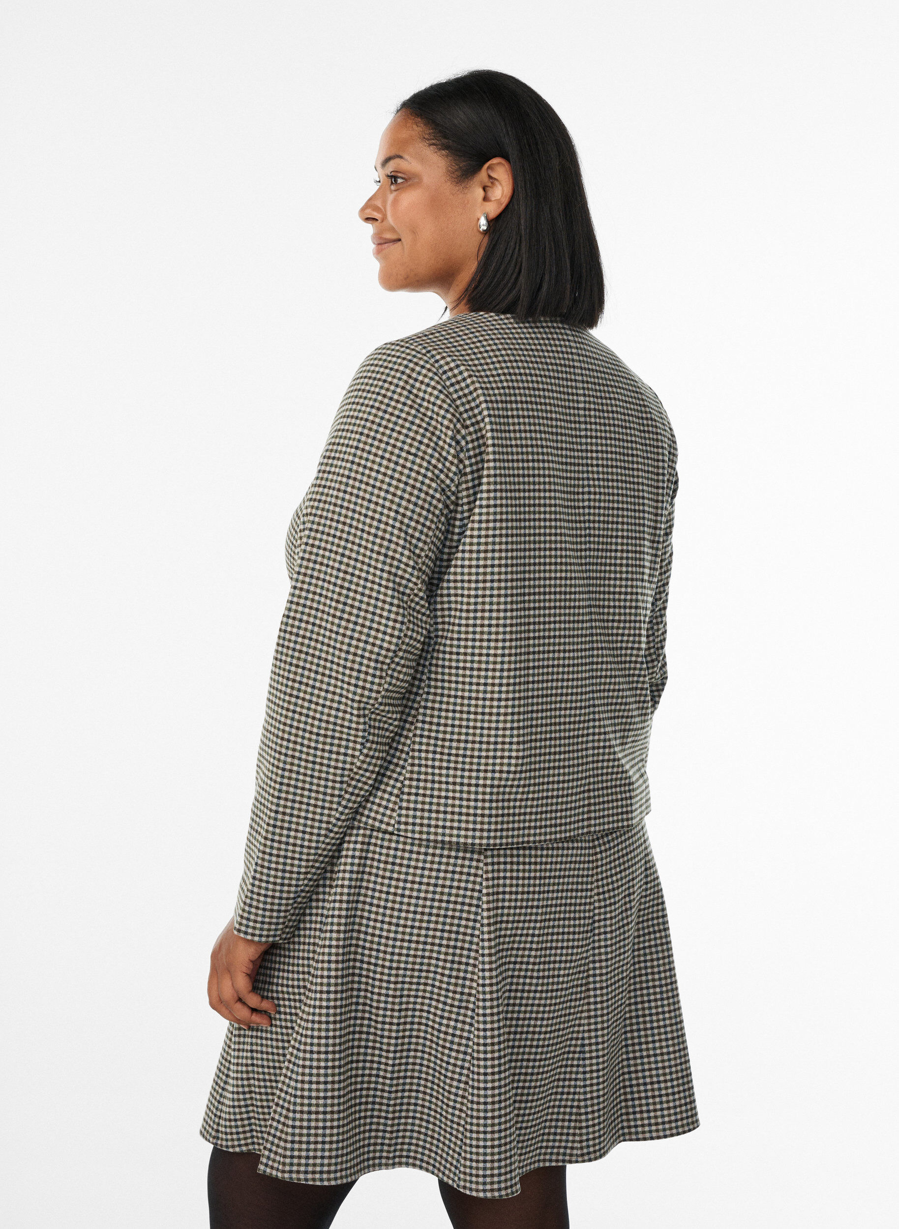 ZizziKorte jas met goudkleurige knopen, Bruin, Model image number 2