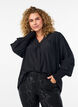 Blouse avec col &agrave; volants et fronces, Noir, Model image number 0