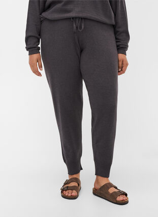 Pantalon en maille avec cordon de serrage , Dark Grey Melange, Model image number 2