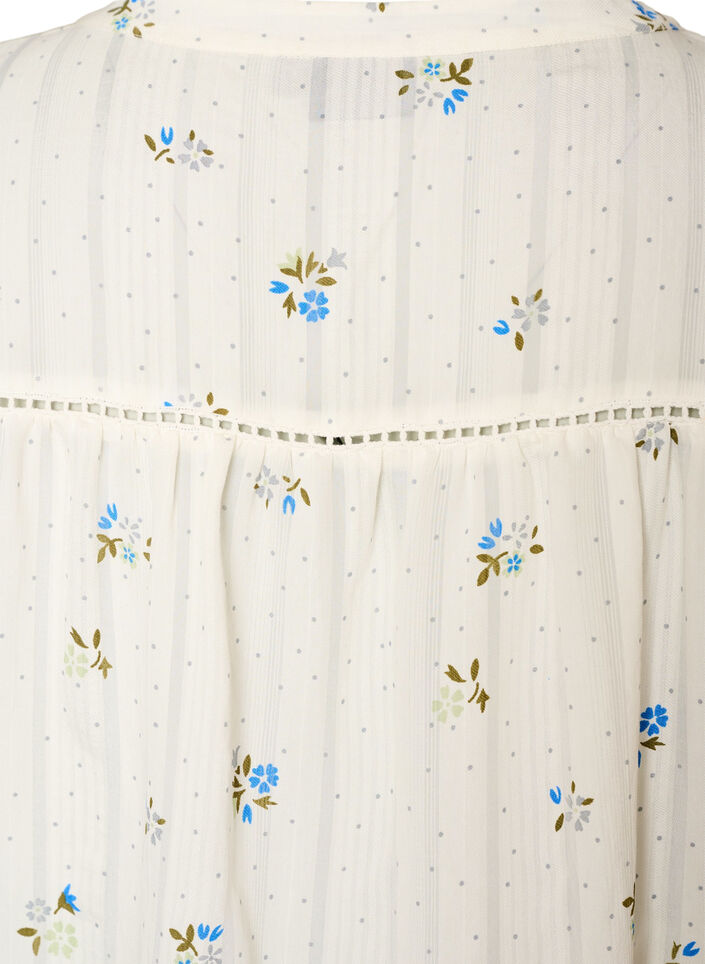 Robe courte en viscose avec bordure en dentelle et coupe trap&egrave;ze &eacute;vas&eacute;e, Vanille, Packshot image number 3