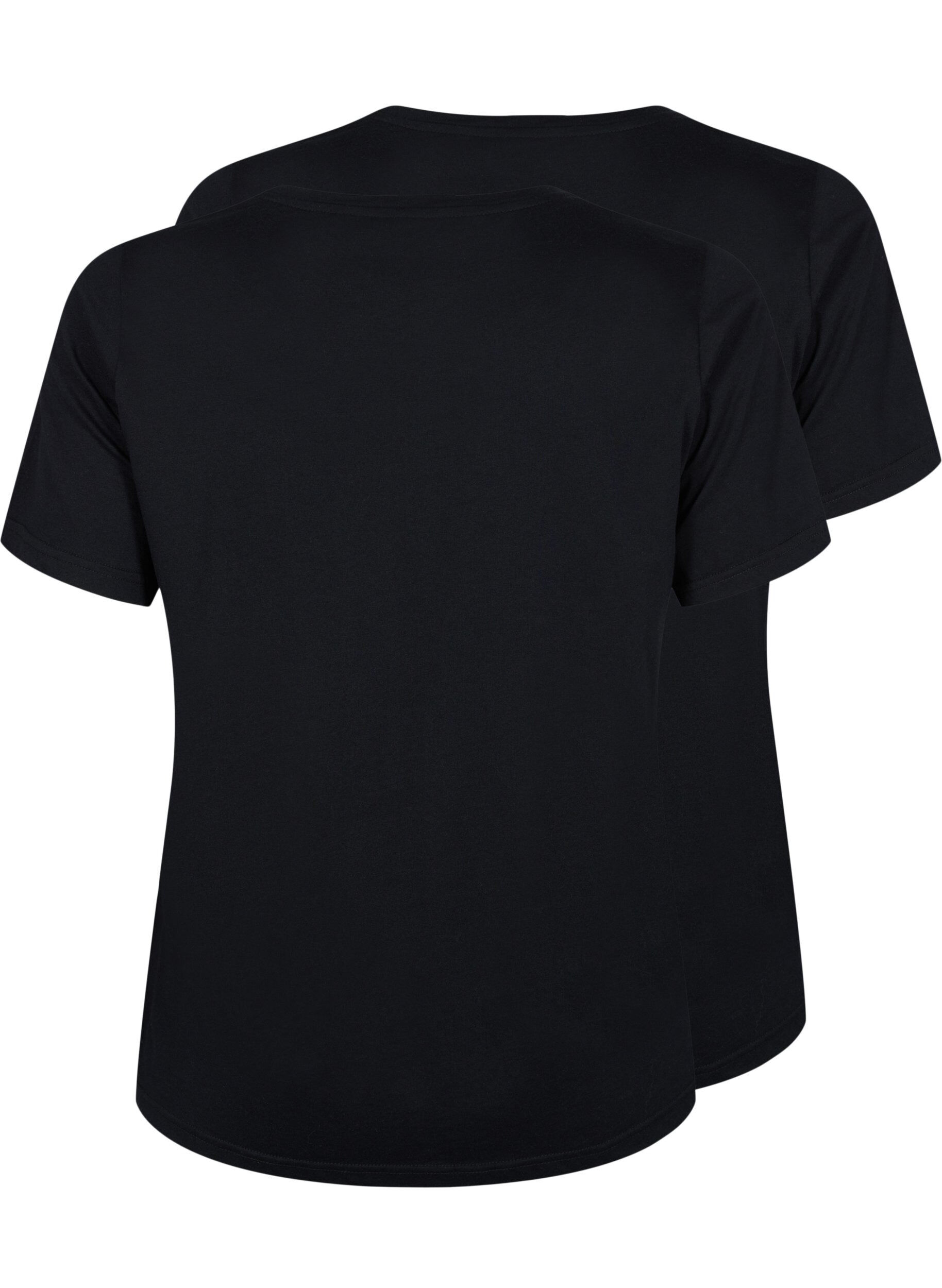 ZizziFLASH - 2-pack T-shirts met ronde hals, Black/Black, Packshot image number 1