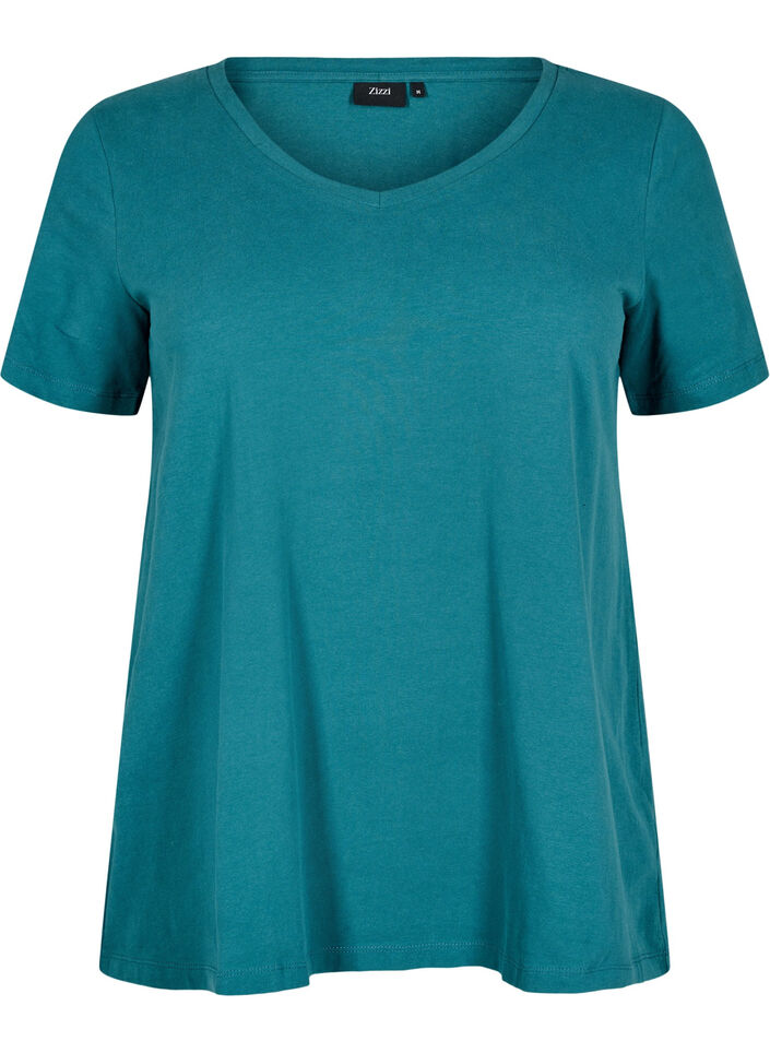 Effen basic T-shirt van katoen, Groen, Packshot image number 0