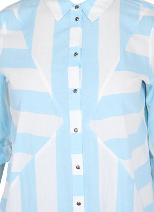 Chemise en coton rayée à manches 3/4, Blue Bell Stripe, Packshot image number 2