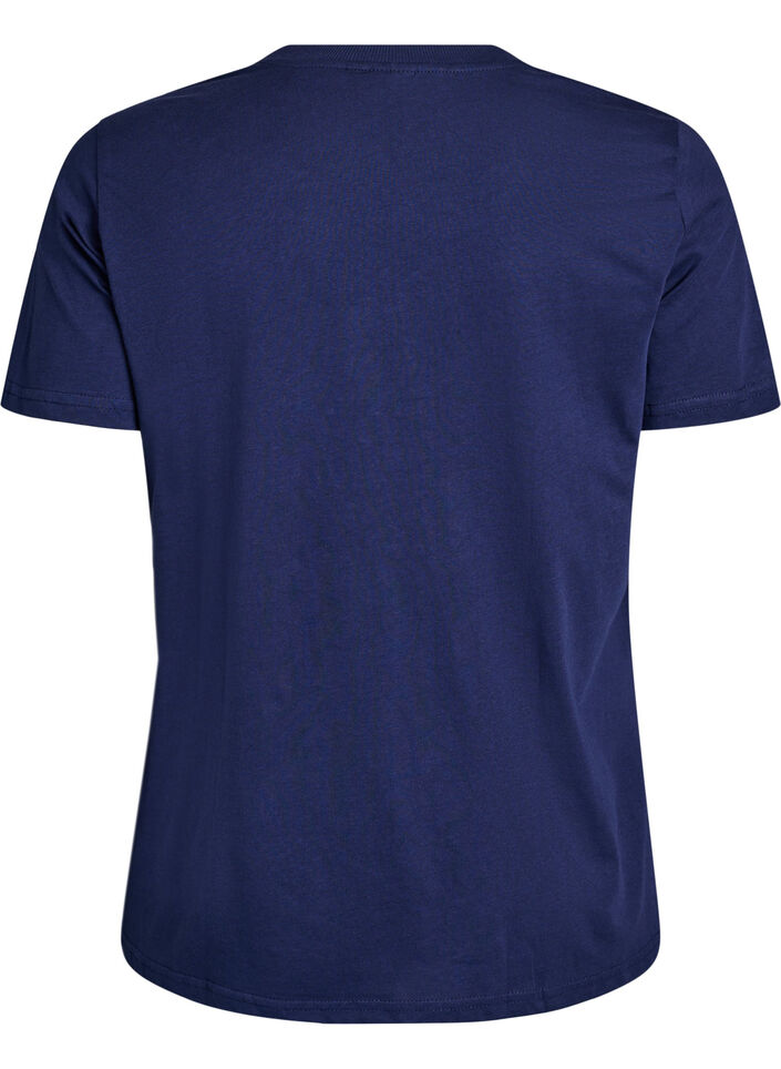 Basic katoenen T-shirt met ronde hals, Blauw, Packshot image number 1