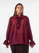 Viscose blouse met ruches en lange mouwen, Rood, Model image number 0