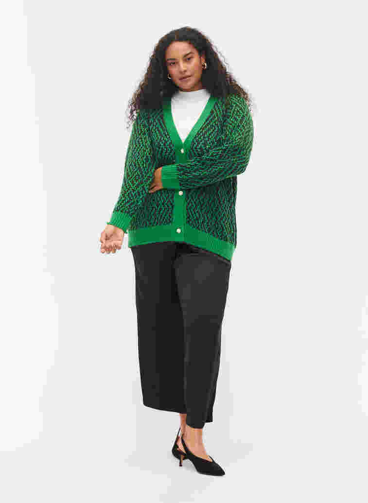 Gebreid vest met patroon en knopen, Jolly Green Comb, Model