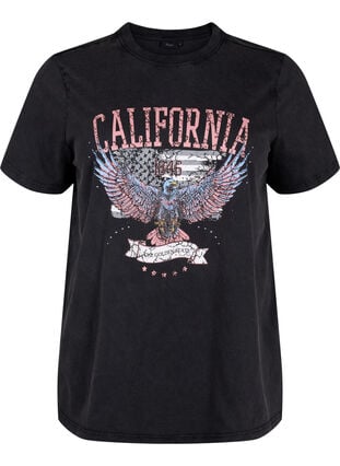 T-shirt van biologisch katoen met adelaarsmotief, Grey California, Packshot image number 0