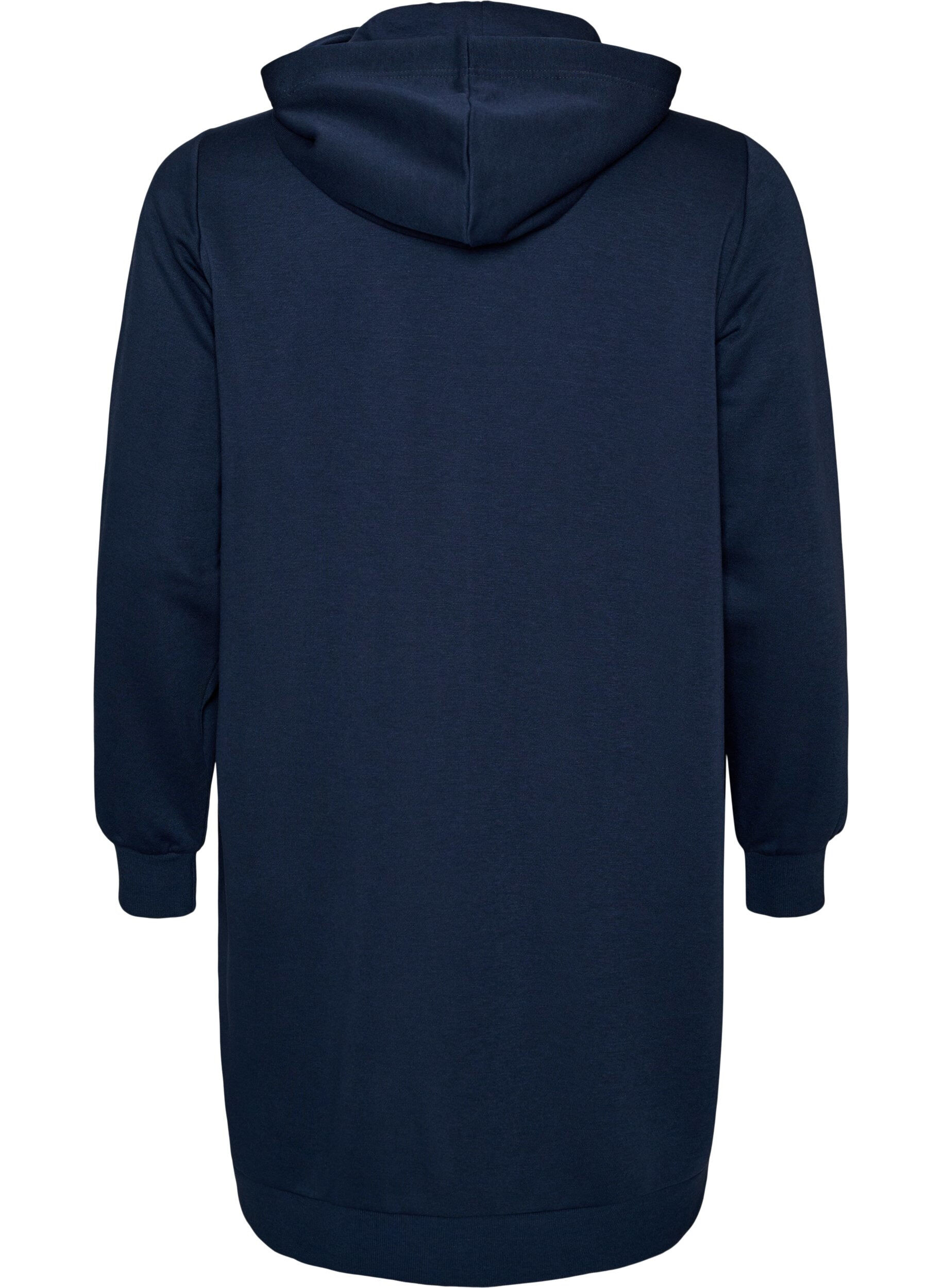 ZizziSweat &agrave; capuche long avec zip et poches, Bleu, Packshot image number 1
