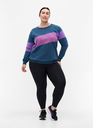 Sweatshirt met sportieve print, Blue Wing Teal Comb, Model image number 2