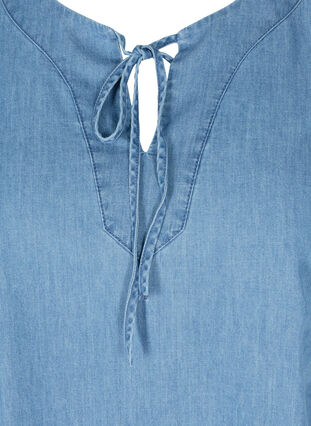 Blouse en jean à manches courtes en coton, Medium Blue Denim, Packshot image number 2
