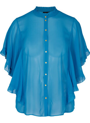 Blouse manches vollants, Blue ASS, Packshot image number 0
