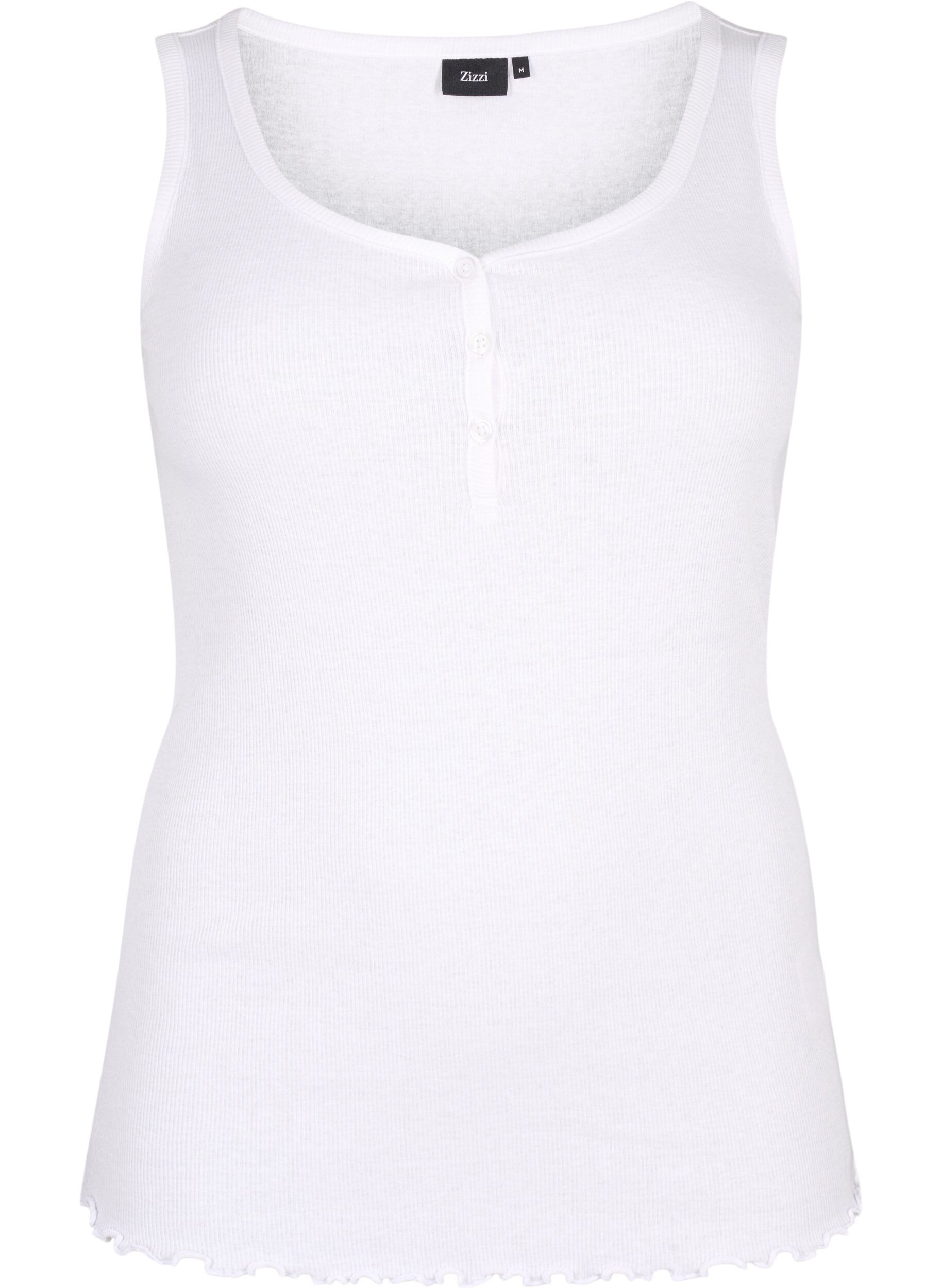 ZizziRibtanktop met knopen, Bright White, Packshot image number 0