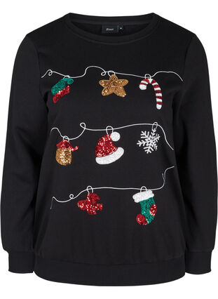 Kerst sweatshirt, Black Decoration, Packshot image number 0