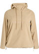 Sweat &agrave; capuche en polaire avec col montant et texte brod&eacute;, Beige, Packshot image number 0