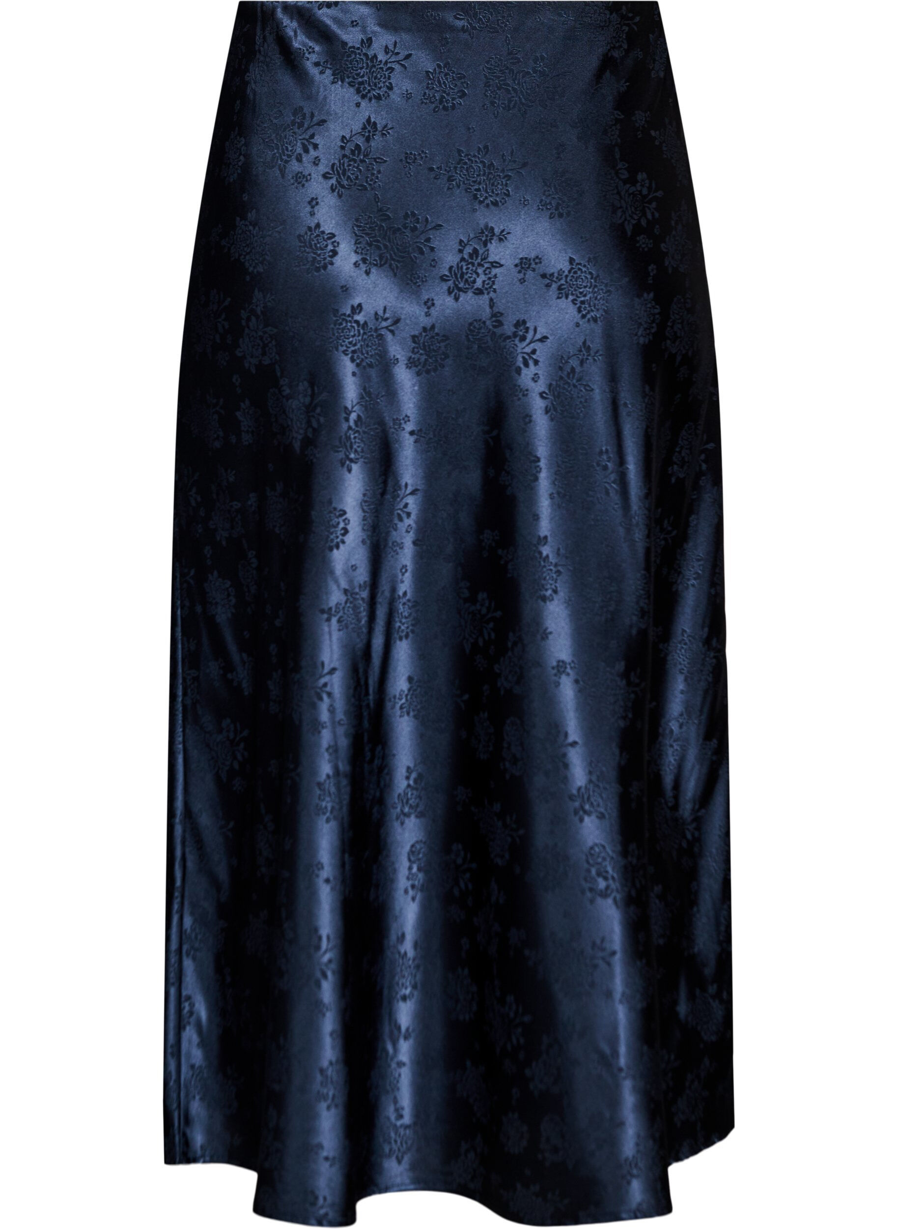 ZizziSatijnen rok met een tonale bloemenprint, Blauw, Packshot image number 1