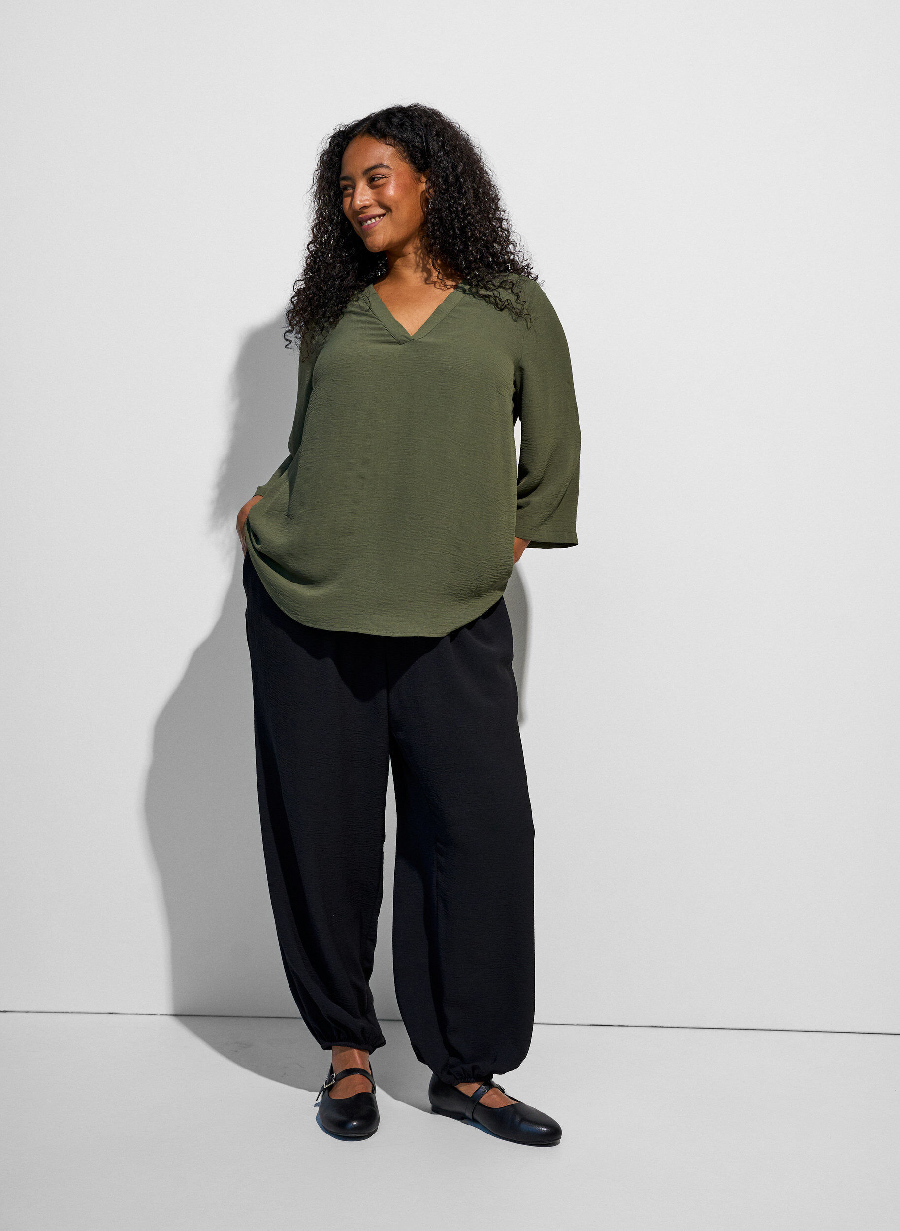 ZizziBlouse met 3/4 mouwen, Groen, Model image number 1