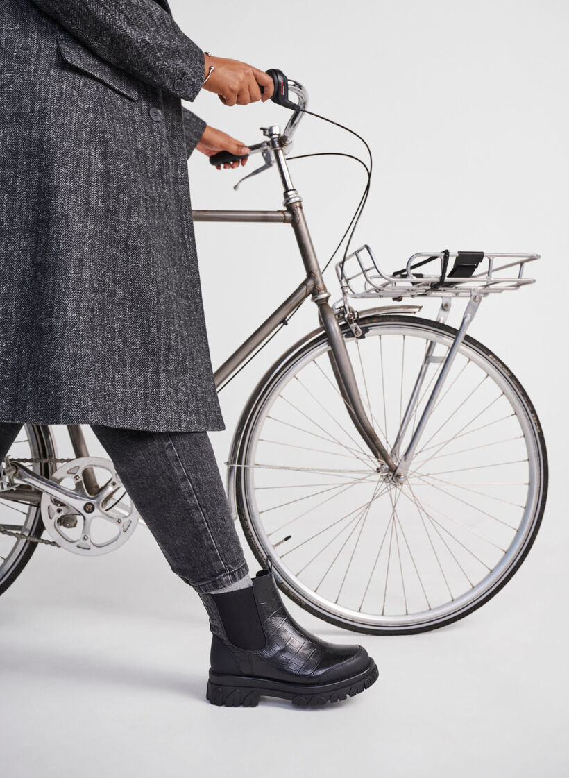 Bottine Chelsea croco en cuir, Black, Image image number 0